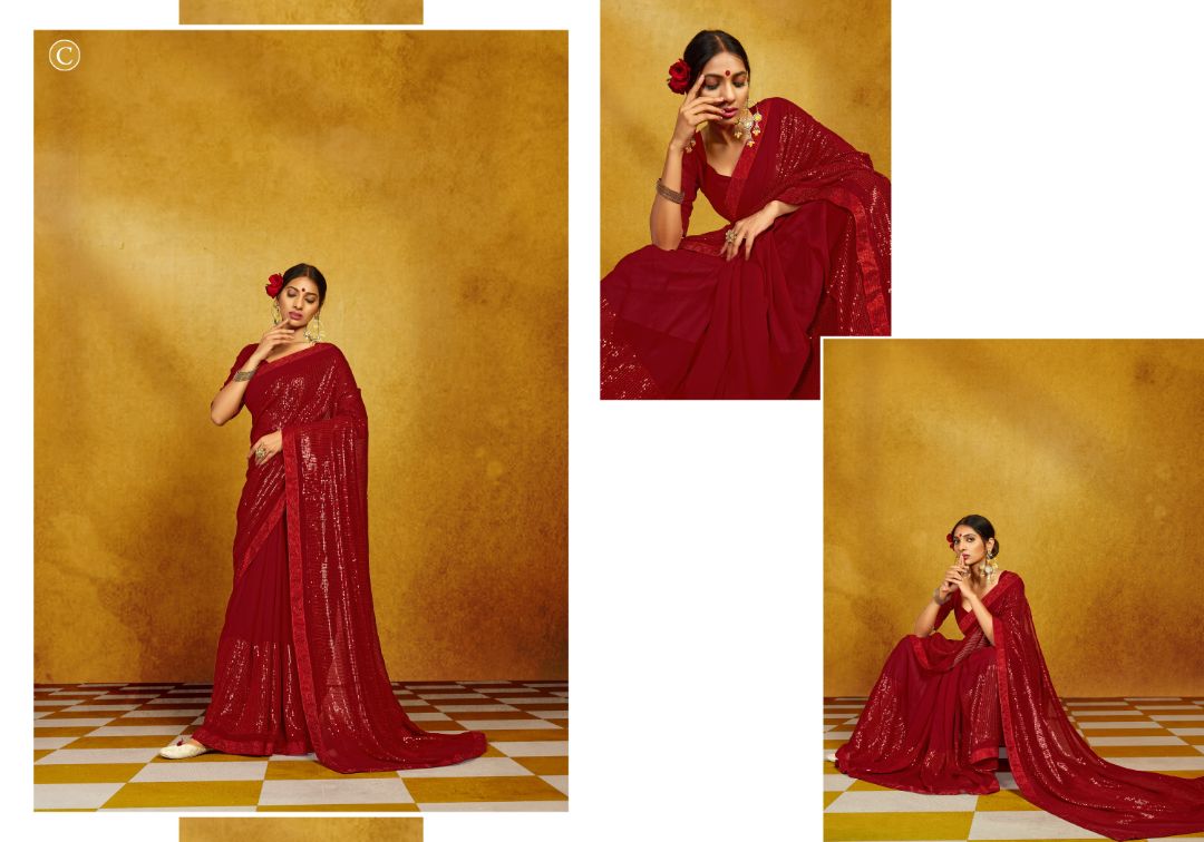 Ynf Adani Sequence Fancy Party Wear Heavy Georgette Saree Collection